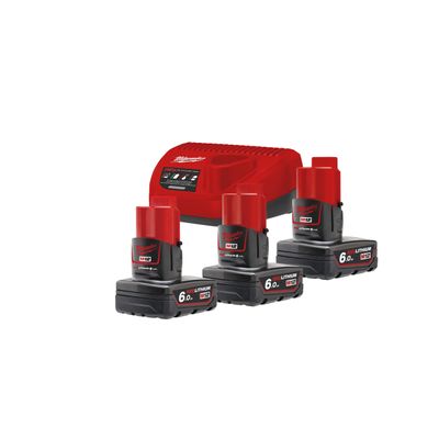 Milwaukee M12 NRG-603 Batteripaket 12V (Laddare + 3x6,0Ah)