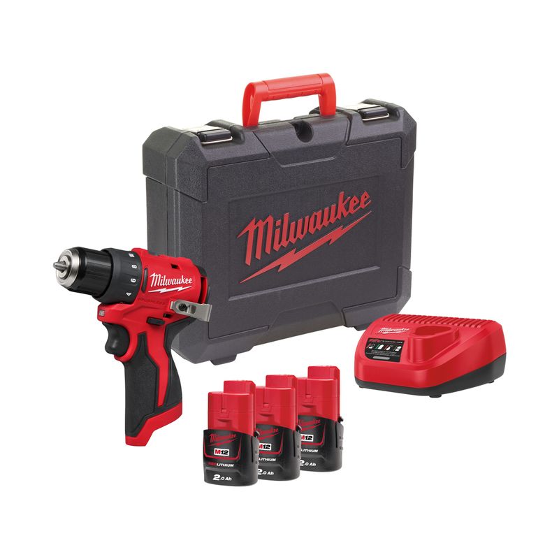 Milwaukee M12 BLDDRC-203C Borrskruvdragare 12V (3x2,0Ah)