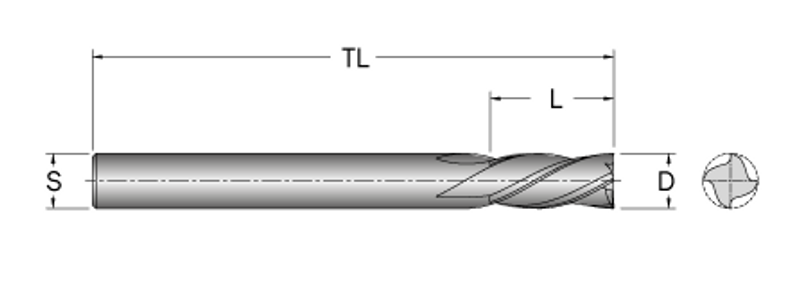 Cobolt Spiralfräs D=12 L=25 TL=76 S=12