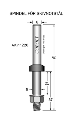 Cobolt Spindel för skivnotstål S=8mm