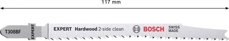 Bosch Expert ‘Hardwood 2-side clean’ T 308 BF sticksågblad, 5 st för Plastbelagda skivor, Multiplexskiva