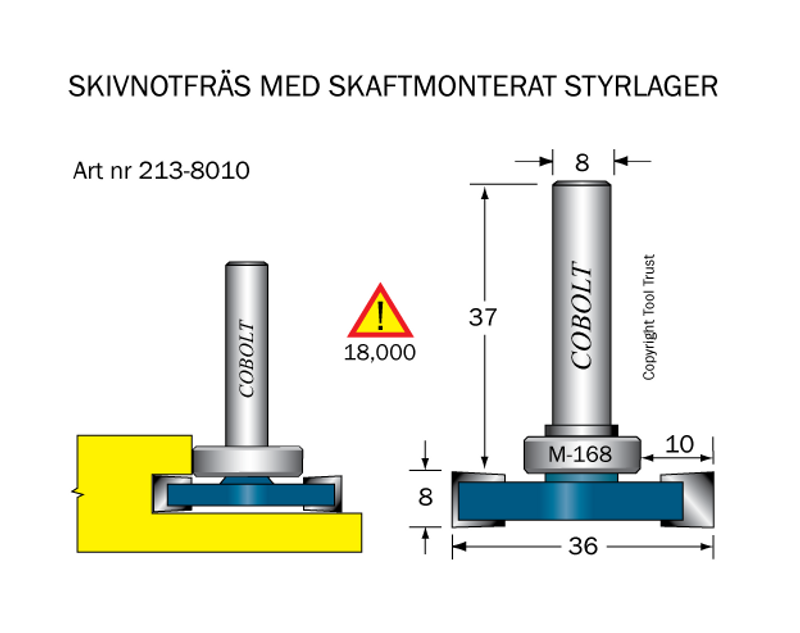 Cobolt Skivnotfräs L=8 F=10 D=36