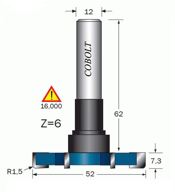 Cobolt Planfräs Z=6 D=52 R=15