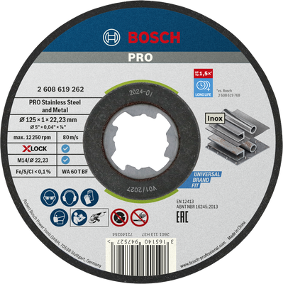 Bosch Professional PRO Stainless Steel and Metal X-LOCK Kapskiva 125x1,0 mm 10-pack