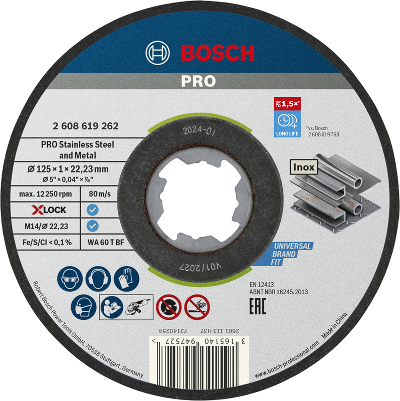 Bosch Professional PRO Stainless Steel and Metal X-LOCK Kapskiva 125x1,0 mm 10-pack