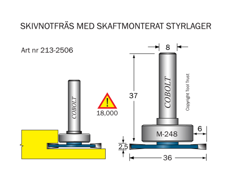 Cobolt Skivnotfräs L=2,5 / F=6, D=36 S=8