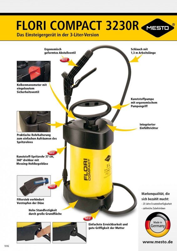 Mesto Flori Compakt Tryckspruta 3L