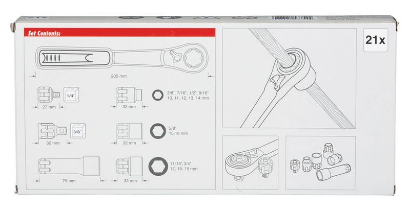 Makita hylsnyckelsats 21-delar