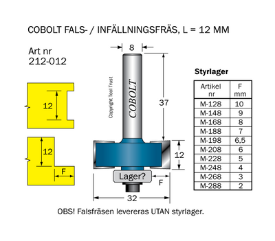 Cobolt Falsfräs L=12 D=32 S=8