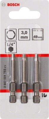 Bosch Professional Extra Hard Bits HEX3 49 mm 3-pack