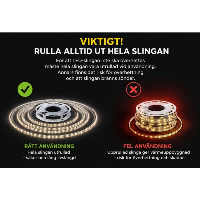 Nedar LED slinga IP65 på kabelvinda 15m