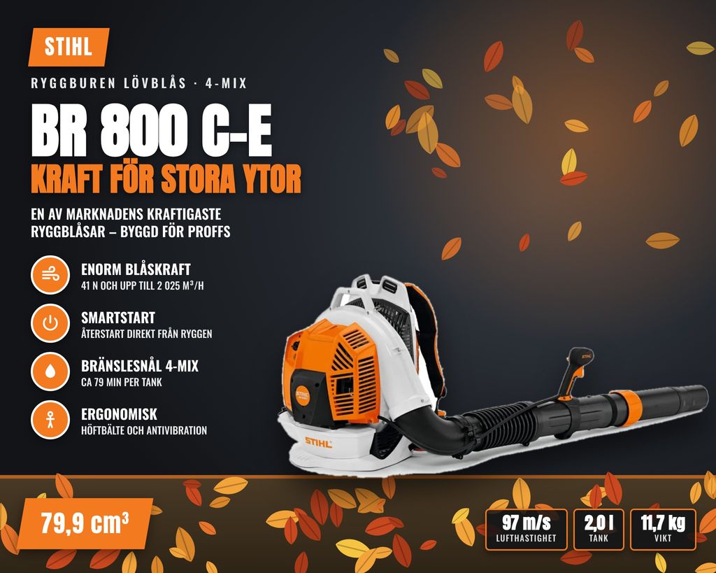 Stihl BR 800 C-E – ryggblåsen som tar hand om de riktigt stora ytorna