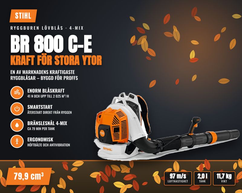 Stihl BR 800 C-E – ryggblåsen som tar hand om de riktigt stora ytorna