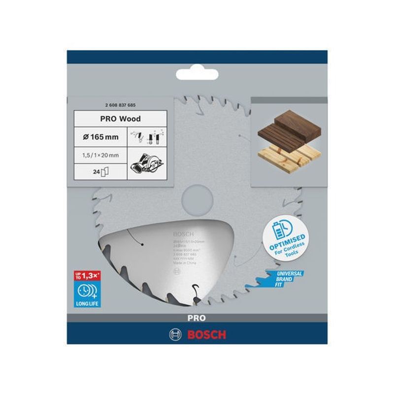 Bosch Cirkelsågsklinga ACCU STD TRÄ 165x20x24T