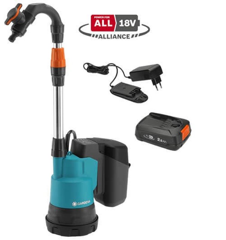 Gardena 14602-20 Pump för regnvattentunna 2000/2 18V P4A Set (2,5Ah batteri + standardladdare