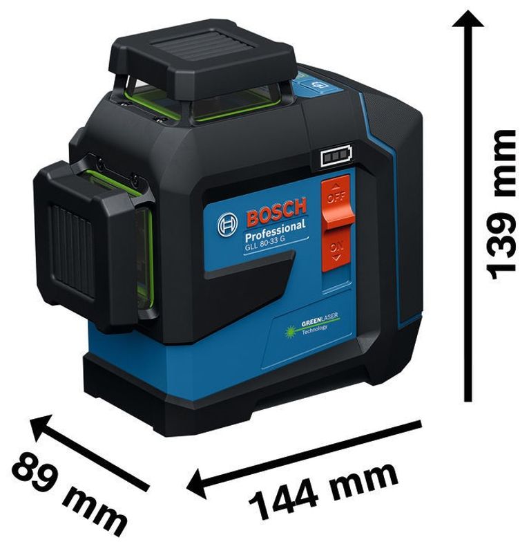 Bosch GLL 80-33 G Linjelaser Grön Set