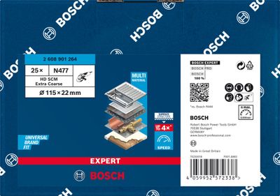 Bosch Expert N477 SCM-skiva för vinkelslipar 115x22mm 25st för slipning av färg och trä
