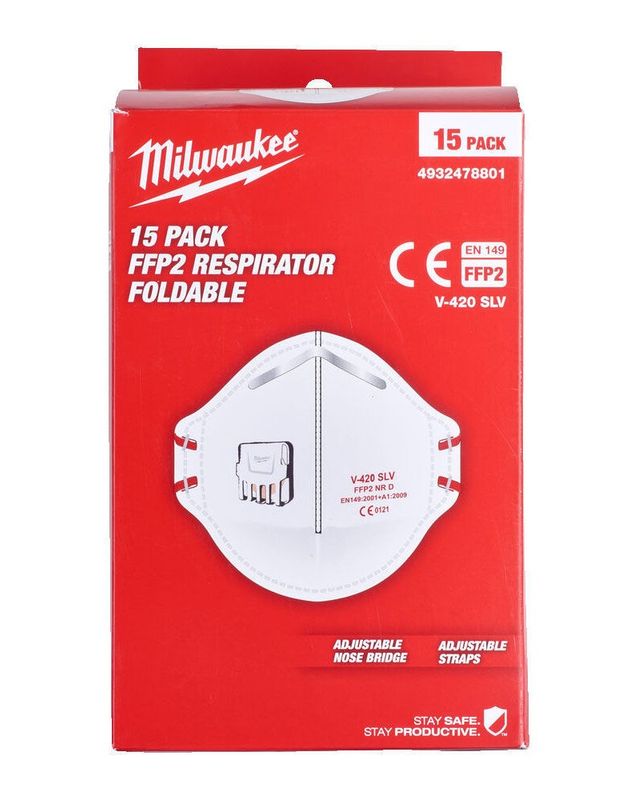 Milwaukee Korttidsmask Vikbar med Ventil FFP2 - 15-P