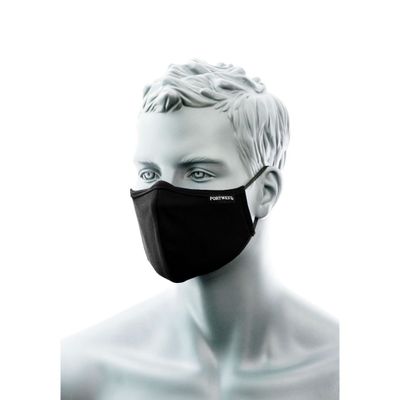 Portwest CV35 Ansiktsmask 3-lager Antimikrobiell Svart 25-pack