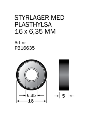 Cobolt Kullager PB16635 16x6,35 mm med plasthylsa