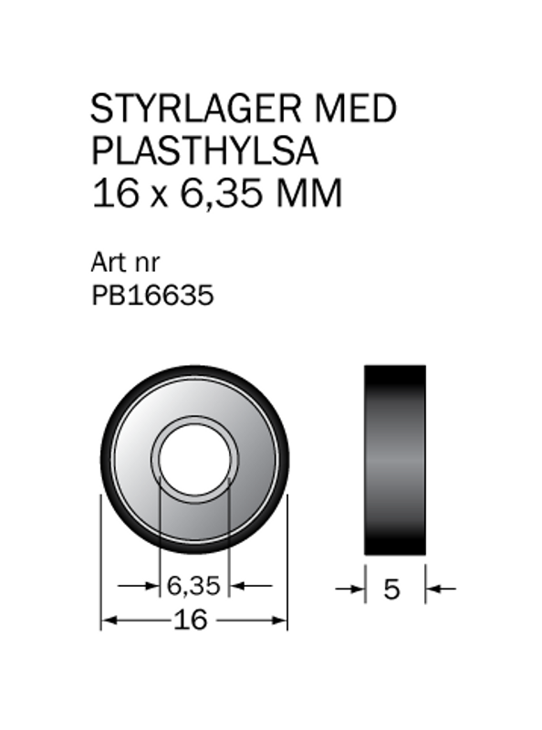 Cobolt Kullager PB16635 16x6,35 mm med plasthylsa