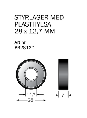Cobolt Kullager PB28127 28x12,7 mm med plasthylsa