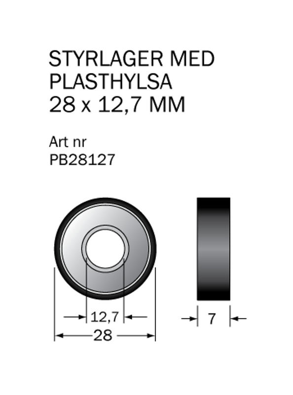 Cobolt Kullager PB28127 28x12,7 mm med plasthylsa