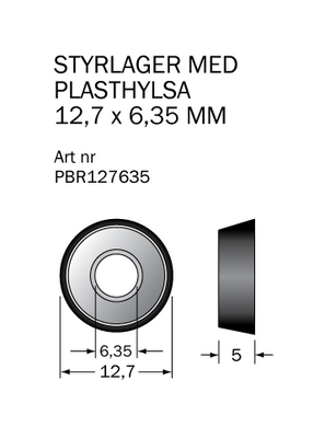 Cobolt Kullager PBR127635 12,7x6,35 mm med vinklad plasthylsa