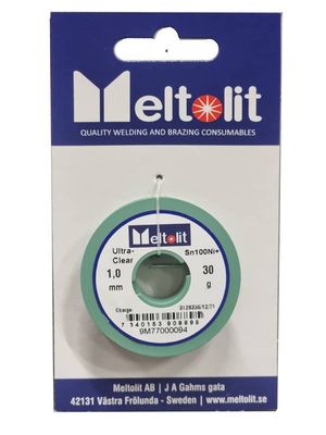 Meltolit Lödtråd SN100 + RA – Blyfri, 1mm, 30g, Hög Kvalitet