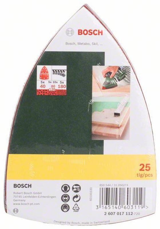 Bosch Slippapperset PSM 102x62MM MIX-PACK (25st)