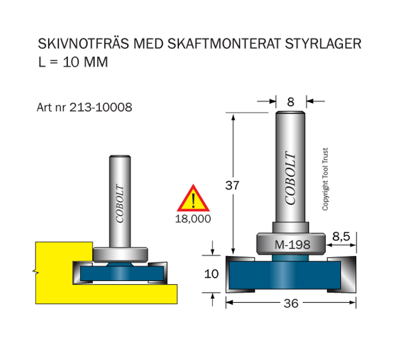 Cobolt Skivnotfräs L=10, F=8,5mm