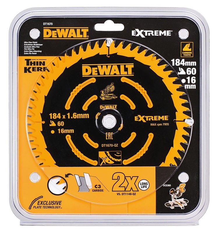 DeWalt DT1670 Sågklinga 184x16mm 60T