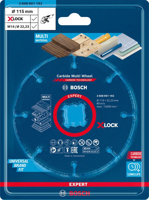 Bosch Expert Carbidemulti Wheel X-LOCK kapskiva 115mm 22,23mm för hårda träslag