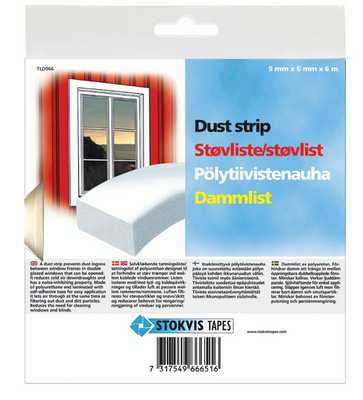 Stokvis Dammtätningslist 9mm x 6mm x 6m