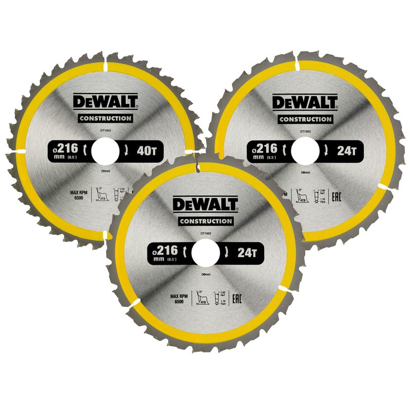 DeWalt DT1962 Sågbladspaket 216mm (2x24T, 1x48T)