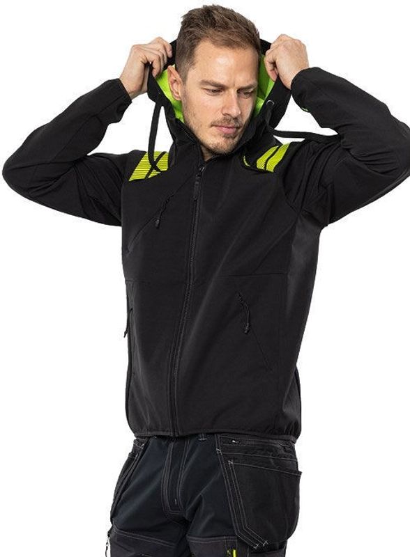 Fristads Softshell-jacka med huva 7461 GBON Svart/Grå