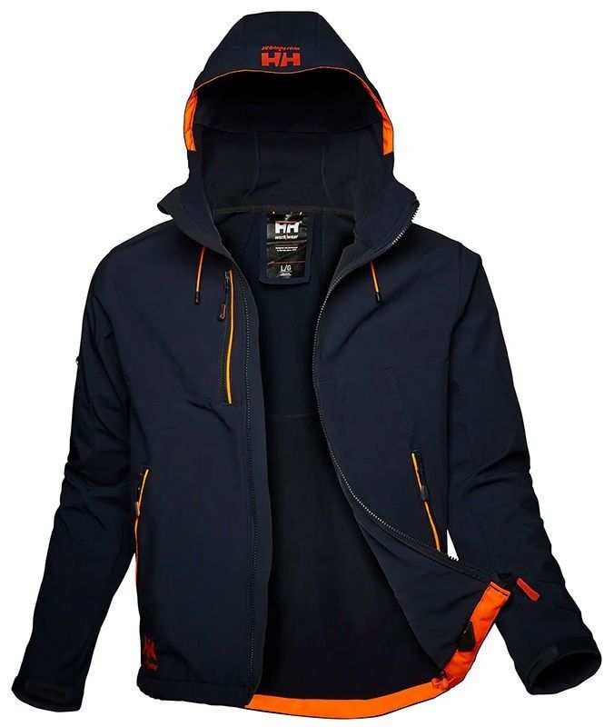 Helly Hansen Workwear Chelsea Evolution Softshelljacka med Huva Marinblå Stl XL