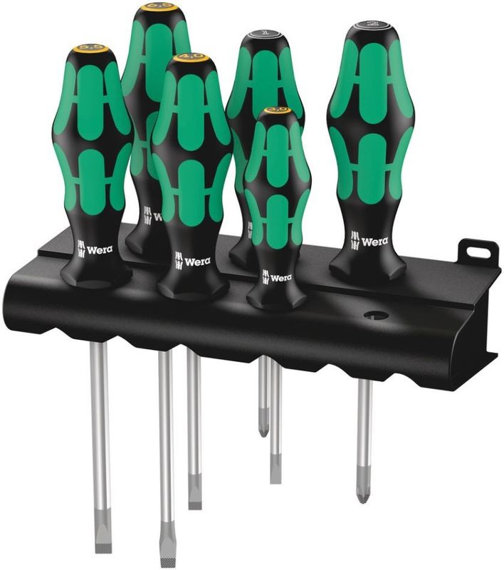 Wera 334/355/6 Kraftform Plus Skruvmejselsats Lasertip med Hållare 6 delar