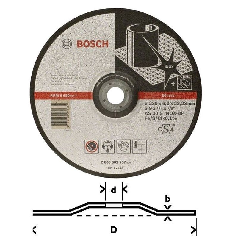 Bosch Navslipskiva 6 mm för metall/rostfritt