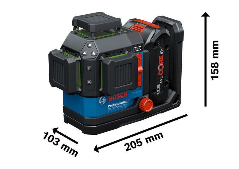 Bosch GLL 18V-120-33 CG Kors-/Linjelaser 18V (utan batterier)
