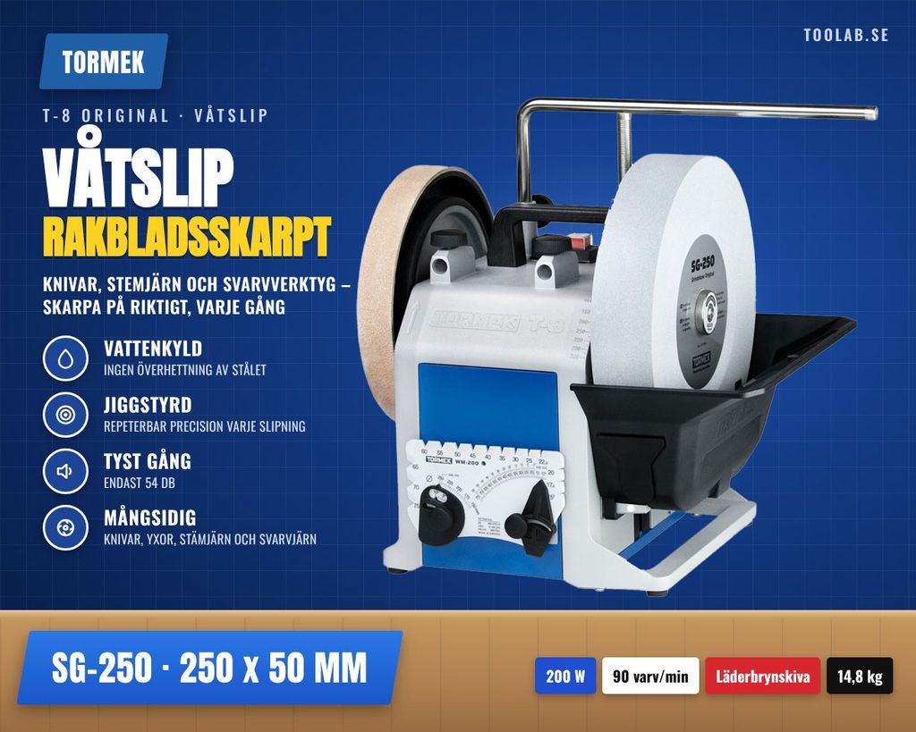 Tormek T-8 – våtslipen som gör verktygen skarpa på riktigt