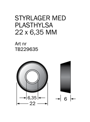 Cobolt Kullager TB229635 22x6,35 mm med vinklad plasthylsa