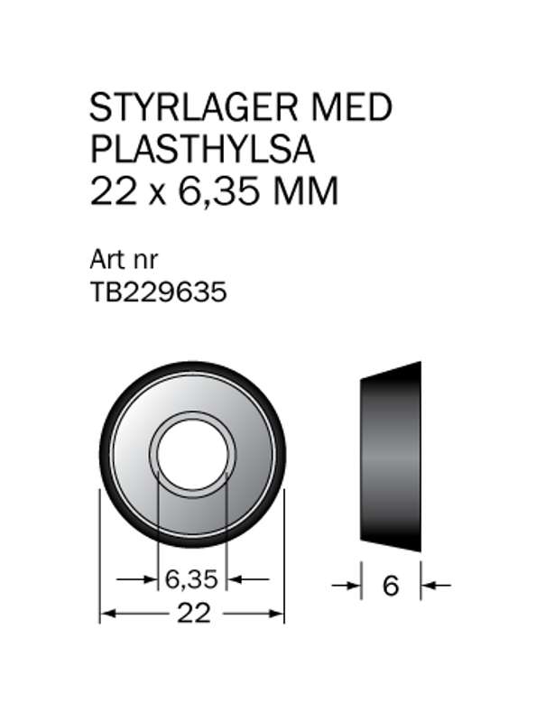 Cobolt Kullager TB229635 22x6,35 mm med vinklad plasthylsa