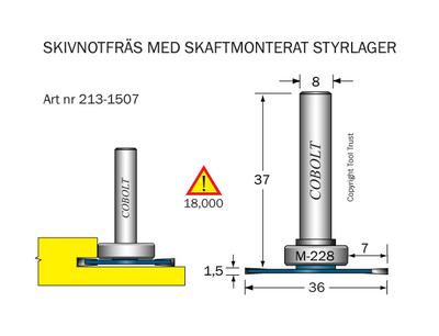 Cobolt Skivnotfräs L=1,5 / F=7 D=36 S=8