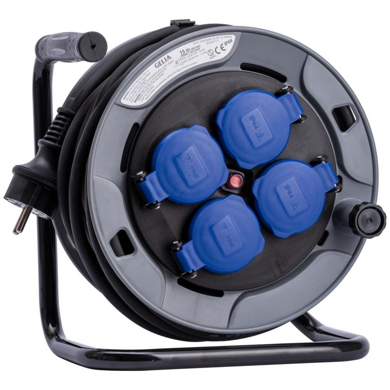 Gelia kabelvinda med Gummikabel H05RR-F 15m IP44