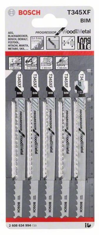 Bosch Sticksågsblad 5-P Byggvirke med spik T345XF