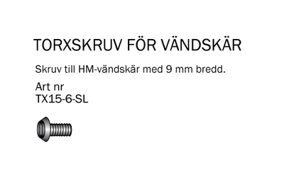Cobolt Torxskruv TX15 6x4x6 mm för vändskär