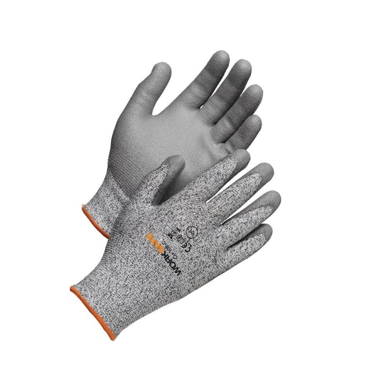 Worksafe Cut 108-C Skärskyddshandske PU Grå Stl 8