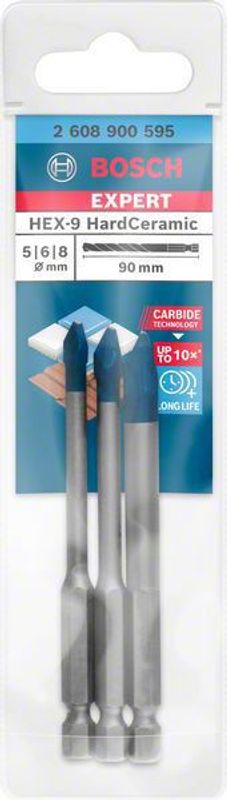 Bosch Expert HardCeramic Kakelborr HEX-9 borrsats, 5/6/8 mm, 3 st.