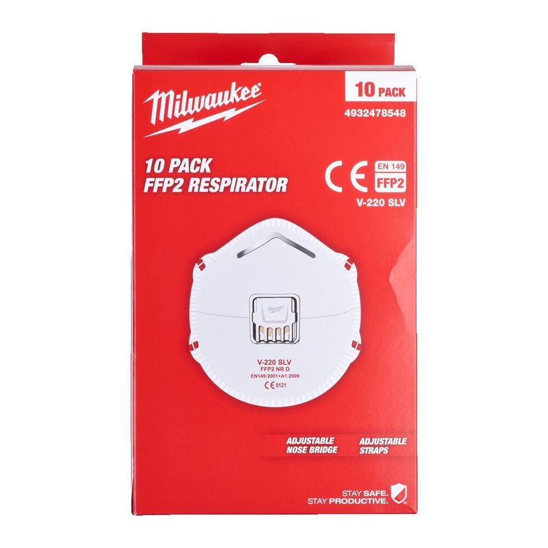 Milwaukee Andningsskydd med ventil FFP2 10-P